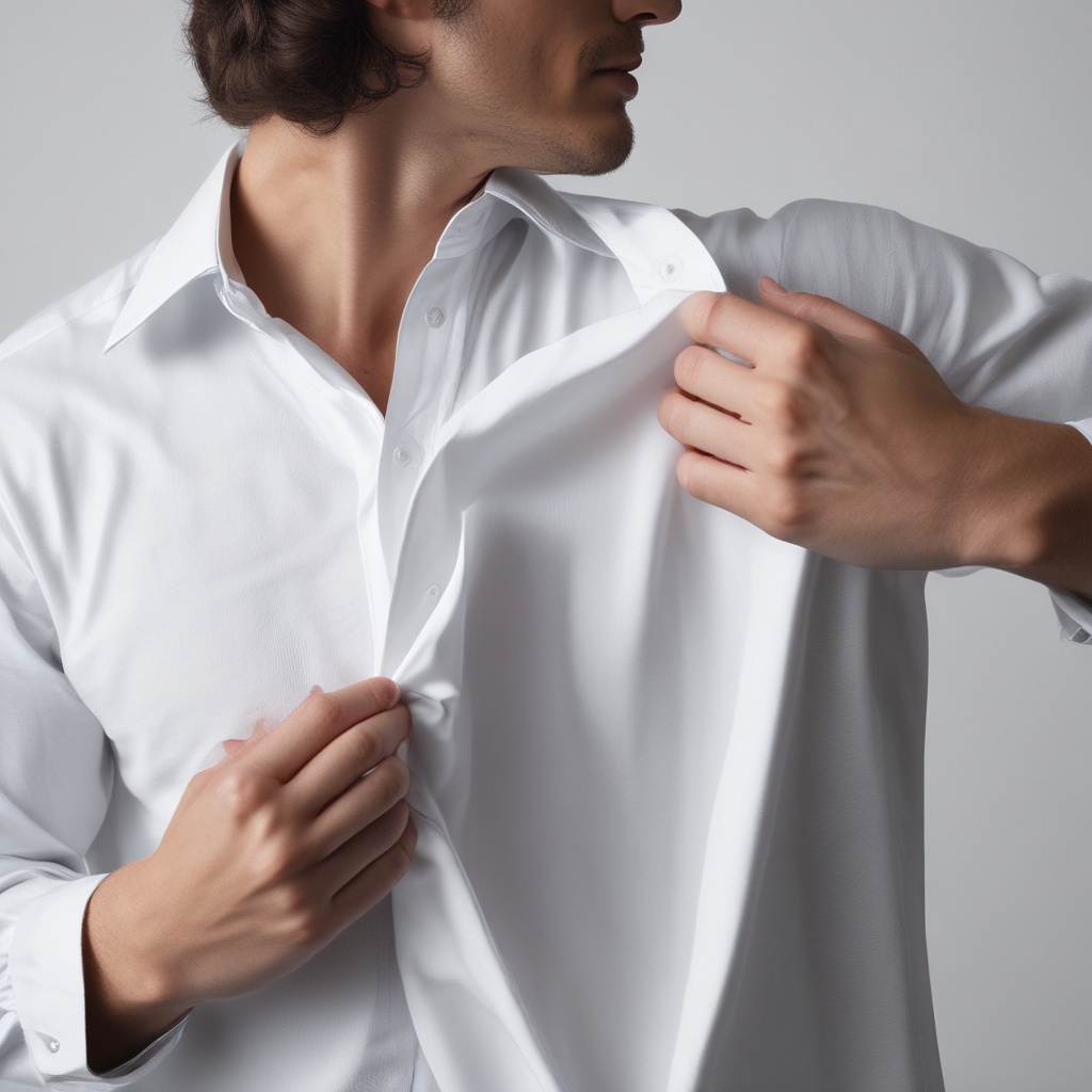 Person putting on shirt